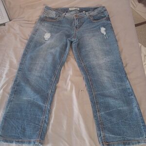 Paris Blues jeans size 11 cropped 32x22 distressed.  factory distressing only.